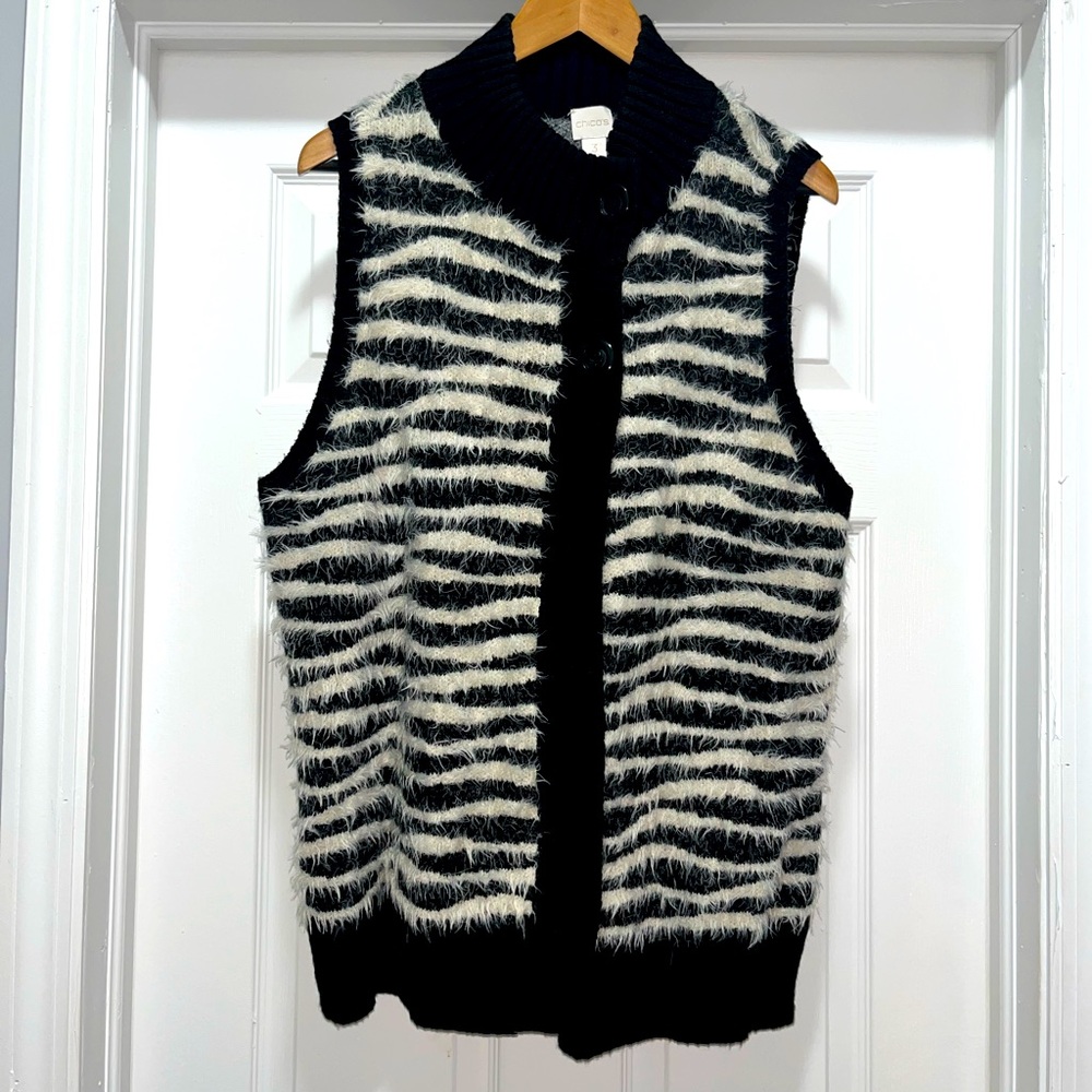 Chico’s zebra striped knit sweater vest